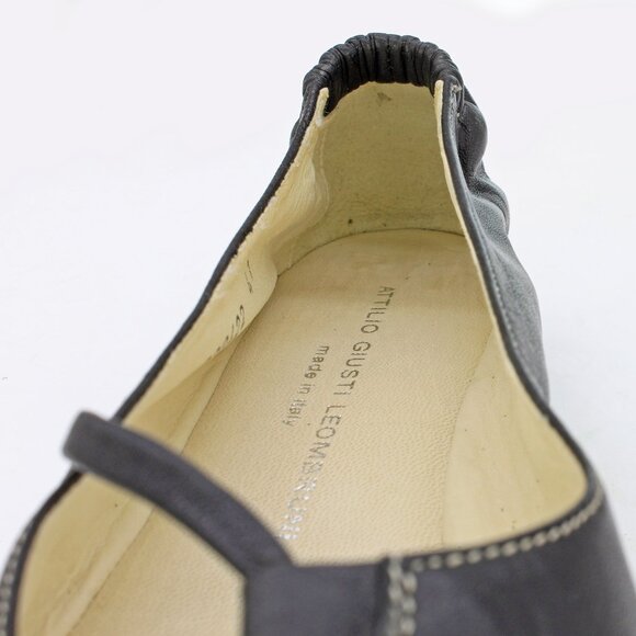 Attilio Giusti Leombruni Black Leather Front Strap Ballet Flats:Size EU41/US11 - Picture 6 of 7